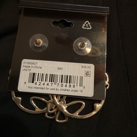 Anne Klein Gold Butterfly Drop Earrings - Picture 3 of 3